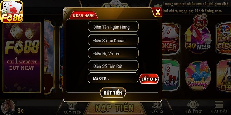Cách rút tiền tại Fo88